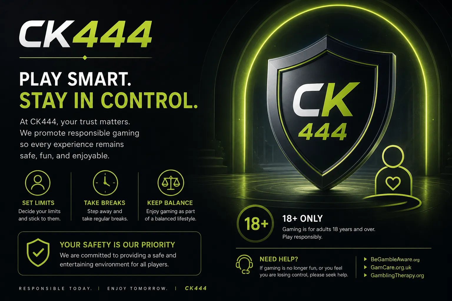 CK444 ট্রাস্ট সেফটি রেসপনসিবল গেমিং পোর্টাল ভিজুয়াল